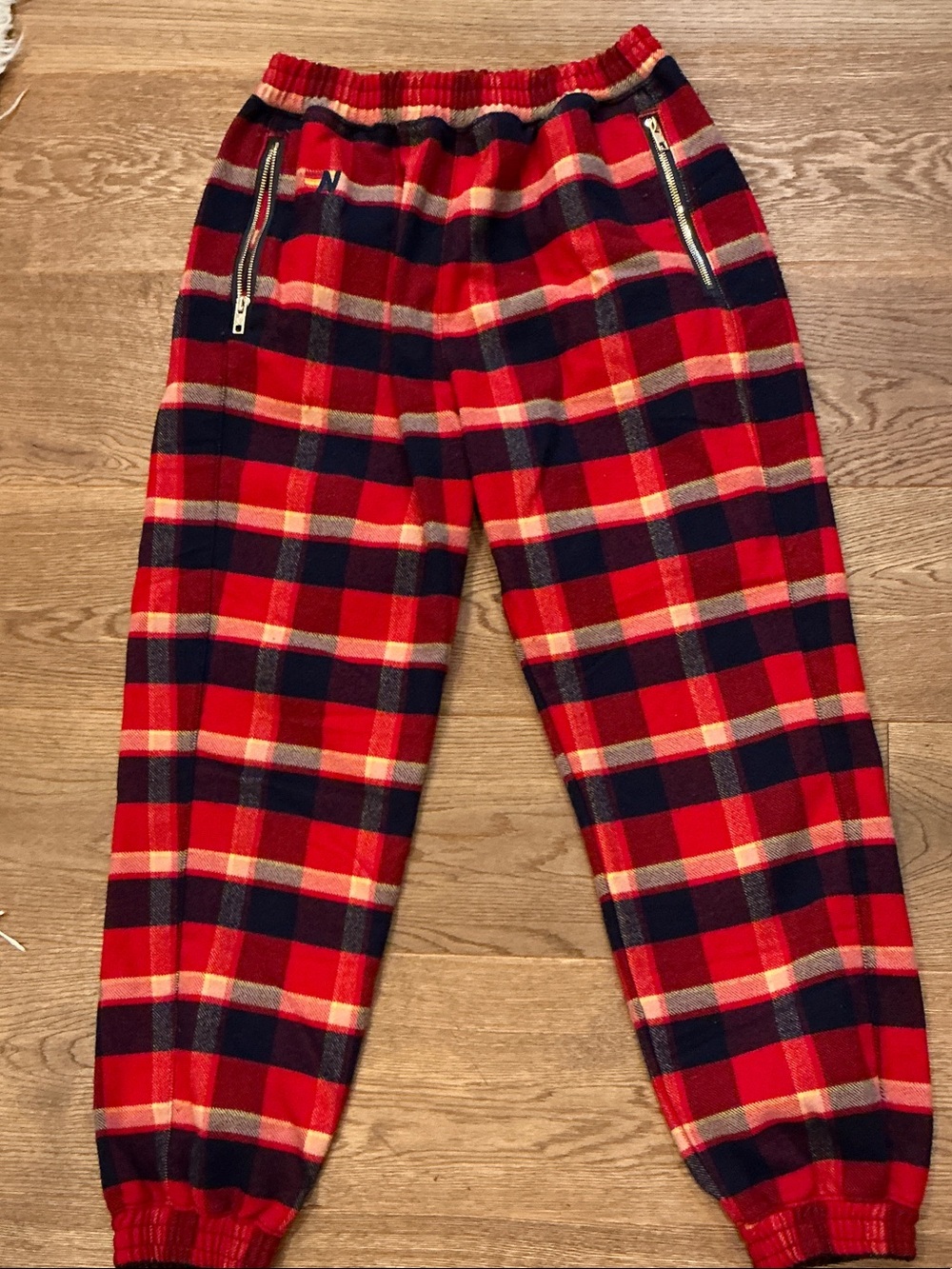 Aviator Nation Red & Navy Plaid Fleece Pajama Joggers
